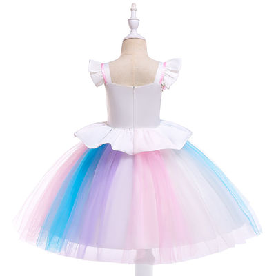 Polyester Viscose Blending Unicorn Tulle Princess Dress Size 110cm